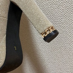 結婚式 前撮り ゴールド ラメ パンプス L 24〜24.5cm ストラップ付 美脚の画像