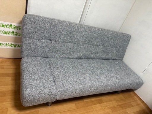 折りたたみ式グレーソファ 二人掛け　ソファベッド　 引き取りのみ