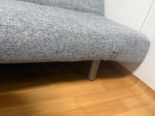 折りたたみ式グレーソファ 二人掛け　ソファベッド　 引き取りのみ