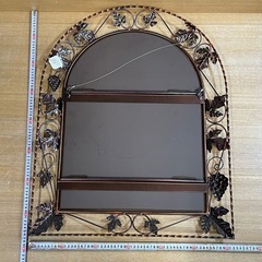 【e28壁掛鏡】アンティーク調アイアンフレームミラーの画像