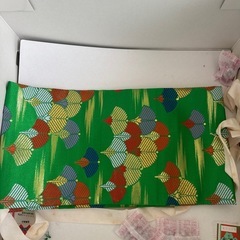 作り帯　七五三　大寸　7歳向け　グリーン　イチョウ柄の画像