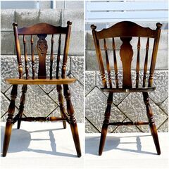 ③ 飛騨産業 キツツキマーク 木製チェア ウィンザー 椅子 ダイニング レトロ 古家具 カフェ 店舗什器 E0FN0208の画像