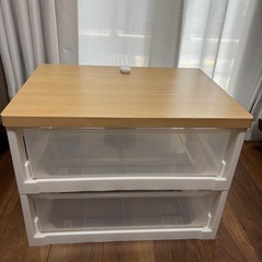 木製天板収納ボックス　2段衣装ケース　チャイルドロック付き　おしゃれ収納　ストッカーの画像