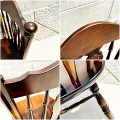 ④ 飛騨産業 キツツキマーク 木製チェア ウィンザー 椅子 ダイニング レトロ 古家具 カフェ 店舗什器 E0FN0209の画像