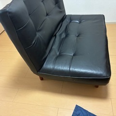 ブラック　2人掛けソファー　フェイクレザー　中古品の画像