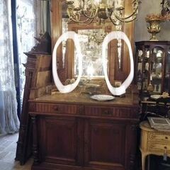 【引き取り限定】アンティーク ドレッサー用 木製サイドパーツ 2本セット 鏡枠装飾④の画像