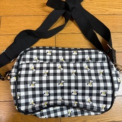 スヌーピーギンガムチェックショルダーバッグの画像