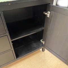 木製収納キャビネット ブラック サイドボード 大容量　収納棚の画像