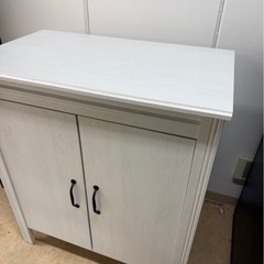 木製収納キャビネット　白　サイドボード　木製棚　ホワイトの画像
