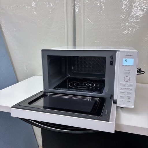 【?買取市場 1年保証】S268 ⭐ 2024年製の美品！東芝｜TOSHIBA  フラット電子レンジ (17L・ヘルツフリー) ER-