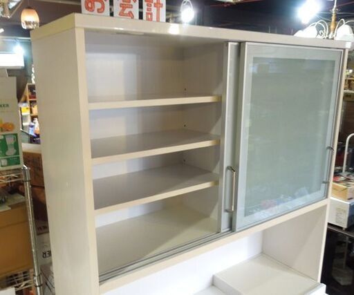 ② やや使用感あり レンジボード 幅120cm 高さ202cm ホワイト キッチン収納 食器棚 家電ボード 札幌市東区 新道東店