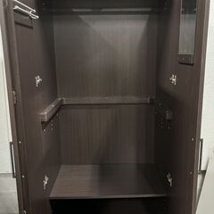 NITORI ニトリ 木製 ワードローブ 洋服タンス 黒 幅80cm×奥行58cm×高さ186cmの画像