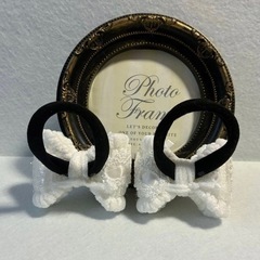 リボン型ヘアゴム　オーロラホワイトW2の画像