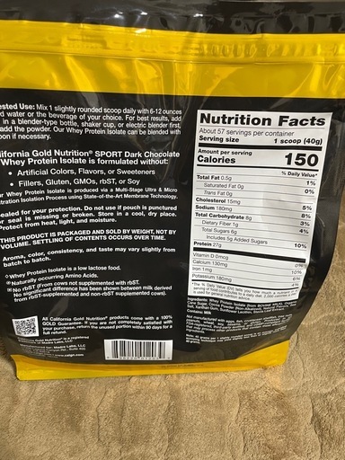California Gold Nutrition SPORTダークチョコレート ホエイプロテイン