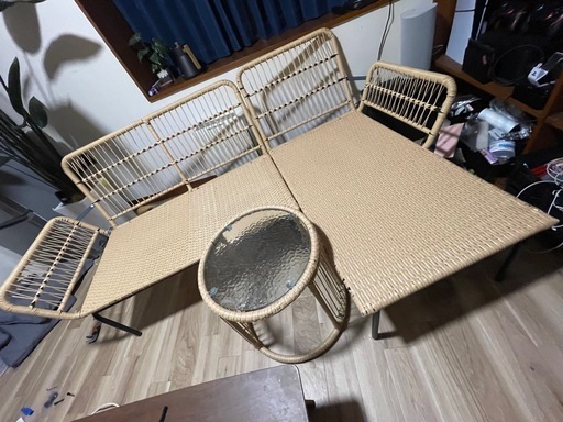 ラタンソファ　サイドテーブル