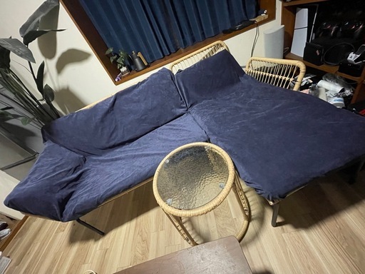 ラタンソファ　サイドテーブル