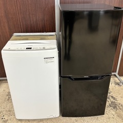 ✨ 冷蔵庫 洗濯機 セット｜ハイアール4.5kg＋ヤマゼン106Lブラック｜コンパクト家電セット 🚚 配達・設置・保証付き｜早い者勝ち 博多倉庫の画像