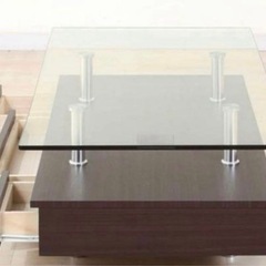 ニトリ ガラスローテーブル 引き出し付きの画像