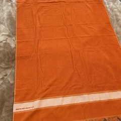 エルメスHERMESバスタオルオレンジ 綿コットンレーヨン長さ138センチ横幅94センチフリンジ3.5センチ箱渋谷東急本店2006の画像
