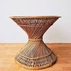 【引取限定】ヴィンテージ ラタン ガラステーブル WANT ANTIQUE購入の画像