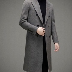 850メンズロングコートビジネススリムカシミヤ混ウール ウール50%の画像