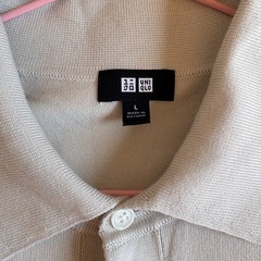 ユニクロ ニットポロシャツ メンズ 半袖 ベージュ 美品の画像
