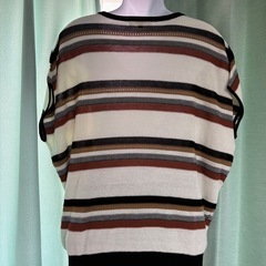 OZOC 半袖ニット 38 ストライプ☆の画像