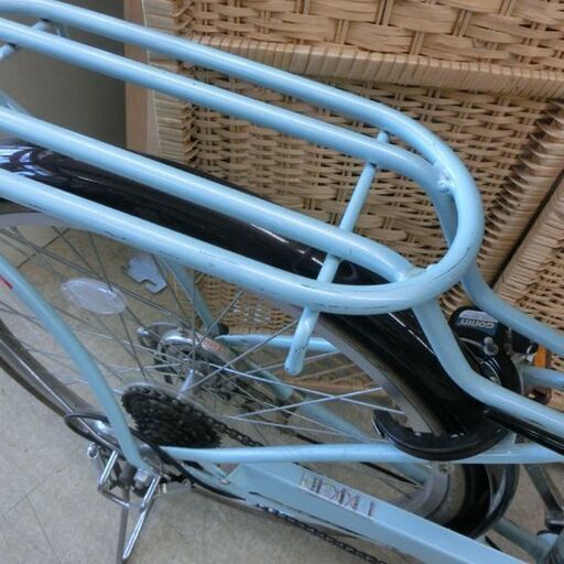 自転車 24インチ 青系 水色 シティサイクル 6段変速 6段切り替え ライト付き 鍵付き かご付き a.n.desigh works SNUK06925 札幌市 西野店