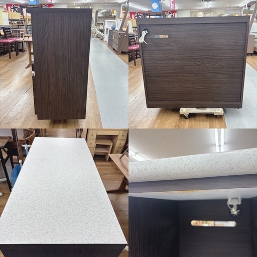 【?買取市場 柴田店】 I309 ? ジモティー限定価格！ NITORI キッチンカウンター 食器棚 アルミナ2 100CTDBR ⭐