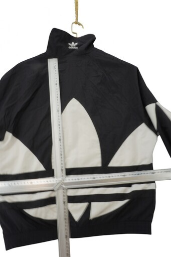 【美品】アディダス オリジナルス ビッグトレフォイル ナイロンジャケット M 黒 白 / Adidas Originals Big Trefoil Track Jacket Black White Size M Oversized
