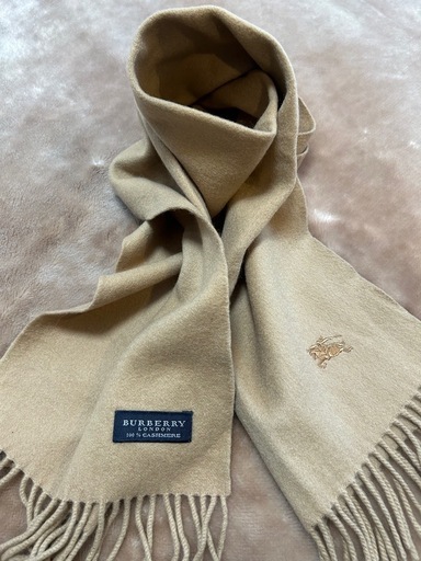 バーバリーロンドンBURBERRY LONDONマフラー ストール ショール スカーフベージュ無地カシミヤカシミア100％縦121