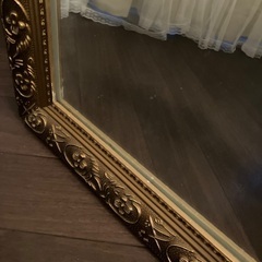 アンティーク調 姿見 全身鏡 ゴールドフレーム おしゃれ 大型ミラーの画像