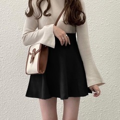 GRL　ハイウエストフレアニットミニスカート dr520の画像