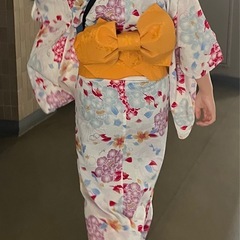 しまむらディズニーリトルマーメイド花柄浴衣・オレンジ帯セット140サイズアリエルの画像