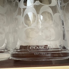 【美品・箱付】COACH コーチ★グラス3個セット★シグネチャー柄★来客用の画像