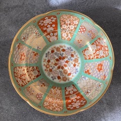 前畑陶器　庫山窯　翠金彩　菓子鉢 & ペアワインカップ　　の画像