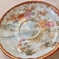 明治期　九谷焼　加藤造　薄手　金彩色絵　花鳥画の画像