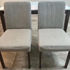 【美品】【29日まで】伸長式ダイニングテーブル3点セット 椅子2脚 大理石調 80/120×80H70の画像