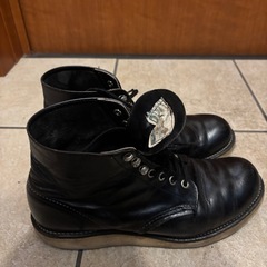 【希少】70s後半 ヴィンテージ Red Wing 茶芯 ブラック プレーントゥの画像