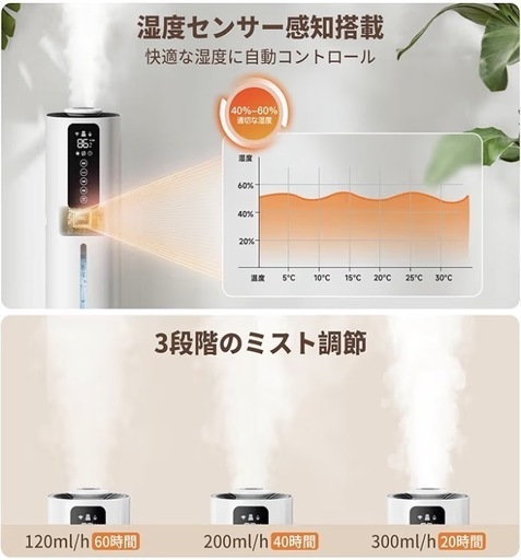 定価2万　加湿器 大容量 8.0L 【除菌・恒湿・アロマ対応】