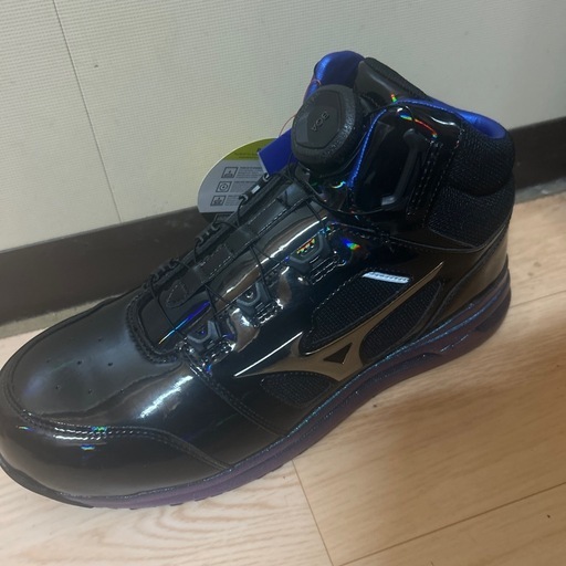 新品 ミズノ 安全靴 27.5cm EEE J5AA ダイヤル式 黒 青
