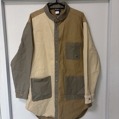 gym master ストレッチヘリンボーンロング　シャツジャケットの画像