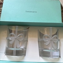 Tiffany & Co. リボン付きガラスコップ 2個セット ボウグラスの画像