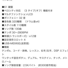 PLAYTECH PTK200 電子キーボードの画像