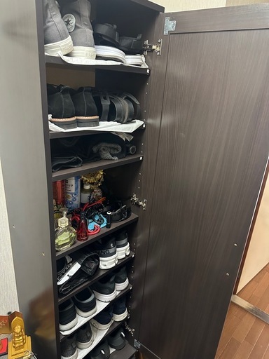 ミラー付きシューズボックス　靴箱　全身鏡