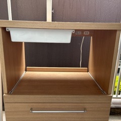 【日本製・コンセント付】フナモコ スリムレンジワゴン ARA-60 ナチュラル［取っ手錆あり］の画像