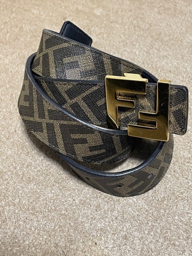 FENDI フェンディ ズッカ柄 FFロゴ バックル ベルト ブラウン