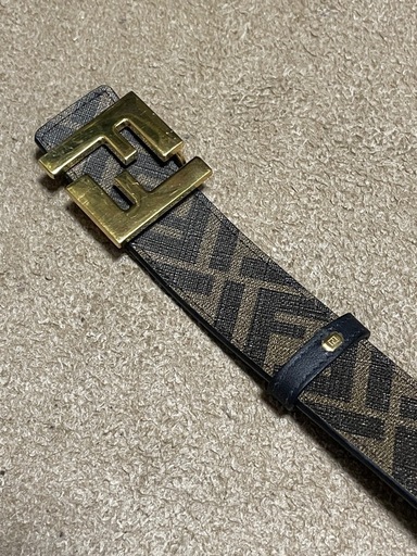 FENDI フェンディ ズッカ柄 FFロゴ バックル ベルト ブラウン