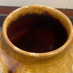 陶器 花瓶 フラワーベース 飴釉 流れ釉 和風 レトロ 高さ23cの画像