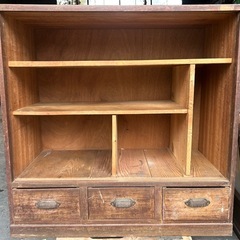 昭和レトロ  木製 ガラス キャビネット 収納棚 食器棚 アンティークの画像